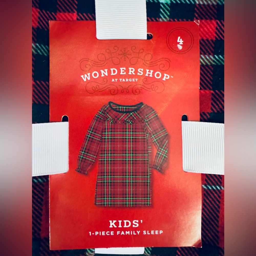 Target WonderShop 1 Piece Red Plaid Sleep Dress with Ruffle Trim Long Sl…